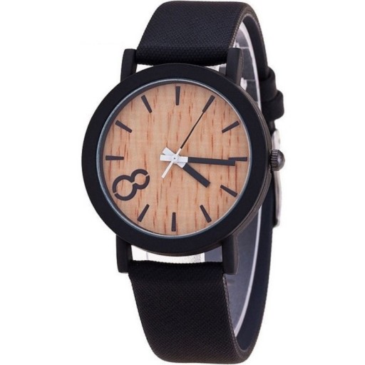 Zegarek skórzany Wood czarny