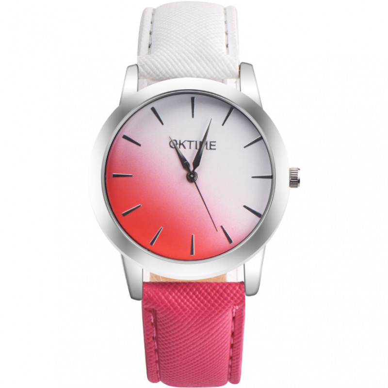Zegarek skórzany Ombre biało-różowy