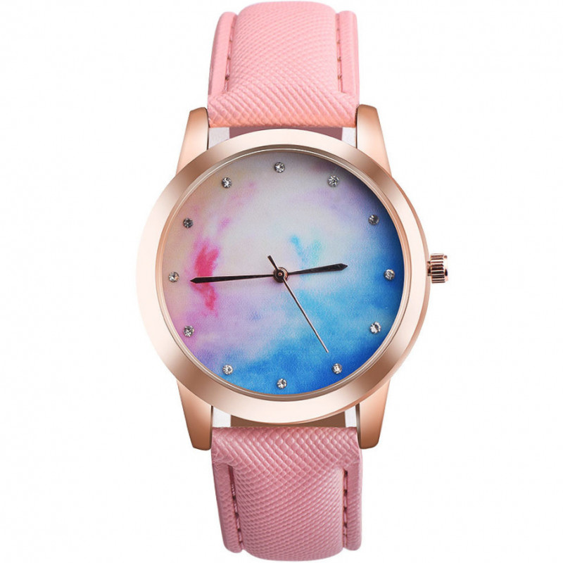 Zegarek skórzany Watercolor różowy